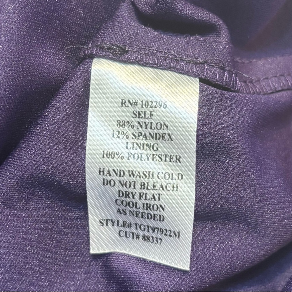 NEW Connected Apparel Dress Size 12 Midi Deep Purple Floral Lace Asymmetrical - Picture 14 of 16